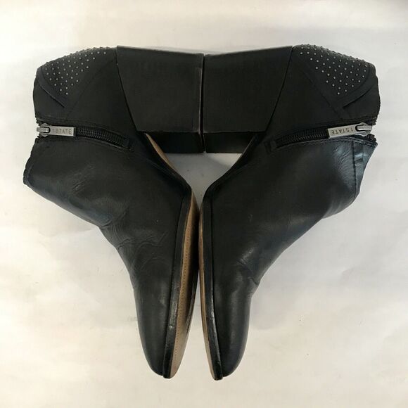 1.State Jelin Black Leather Ankle Studded Boots Block Heel Pointed Toe Women’s 9 - Picture 5 of 16